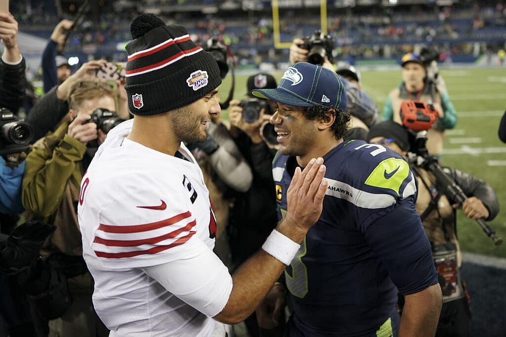 Seahawks' Russell Wilson and 49ers Jimmy Garoppolo NFL Week 17 game