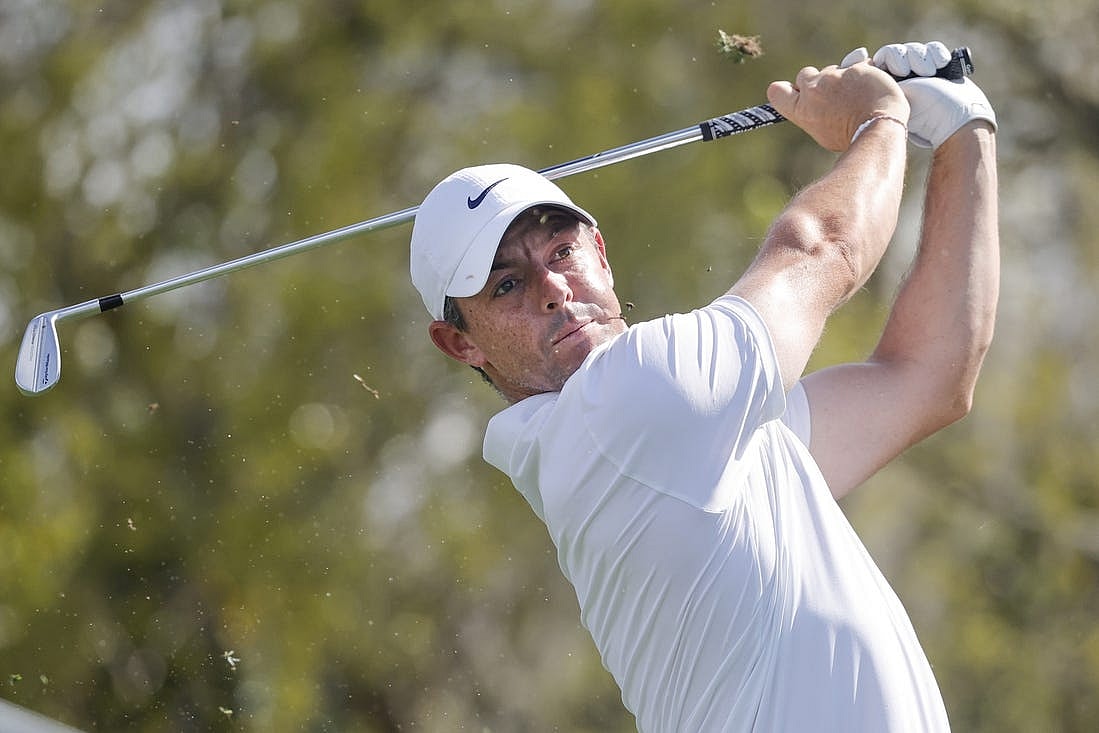 Mar 7, 2024; Orlando, Florida, USA; Rory McIlroy plays his shot from the seventh tee during the first round of the Arnold Palmer Invitational golf tournament. Mandatory Credit: Reinhold Matay-USA TODAY Sports