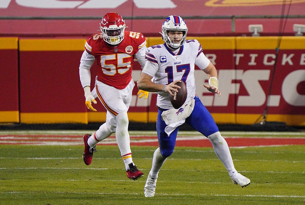 Chiefs' Frank Clark, Bills Josh Allen, AFC Championship Game