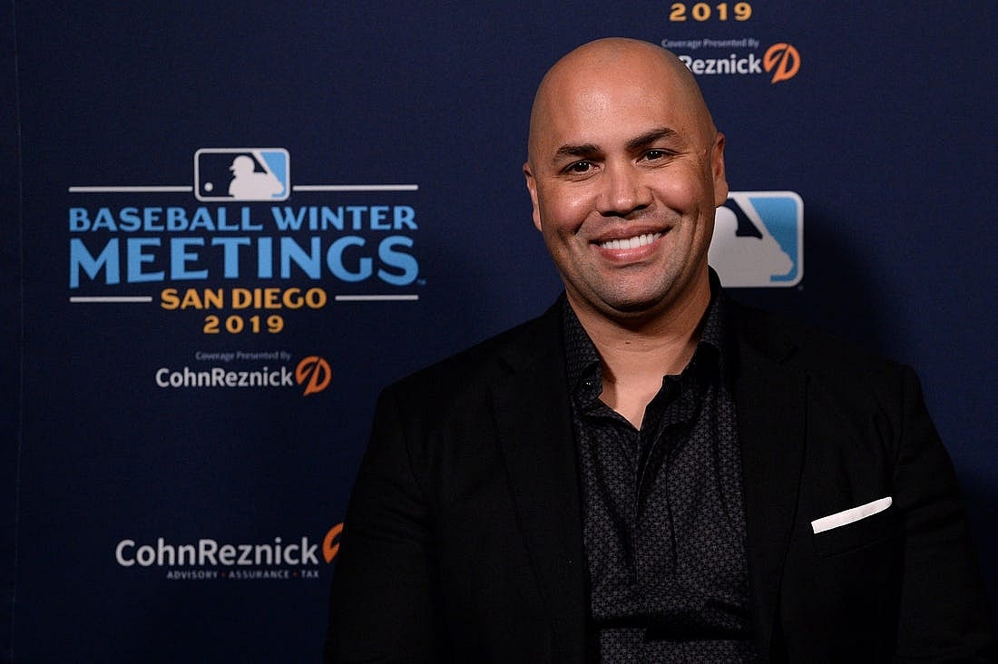 Dec 10, 2019; San Diego, CA, USA; New York Mets manager Carlos Beltran speaks to the media during the MLB Winter Meetings at Manchester Grand Hyatt. Mandatory Credit: Orlando Ramirez-USA TODAY Sport