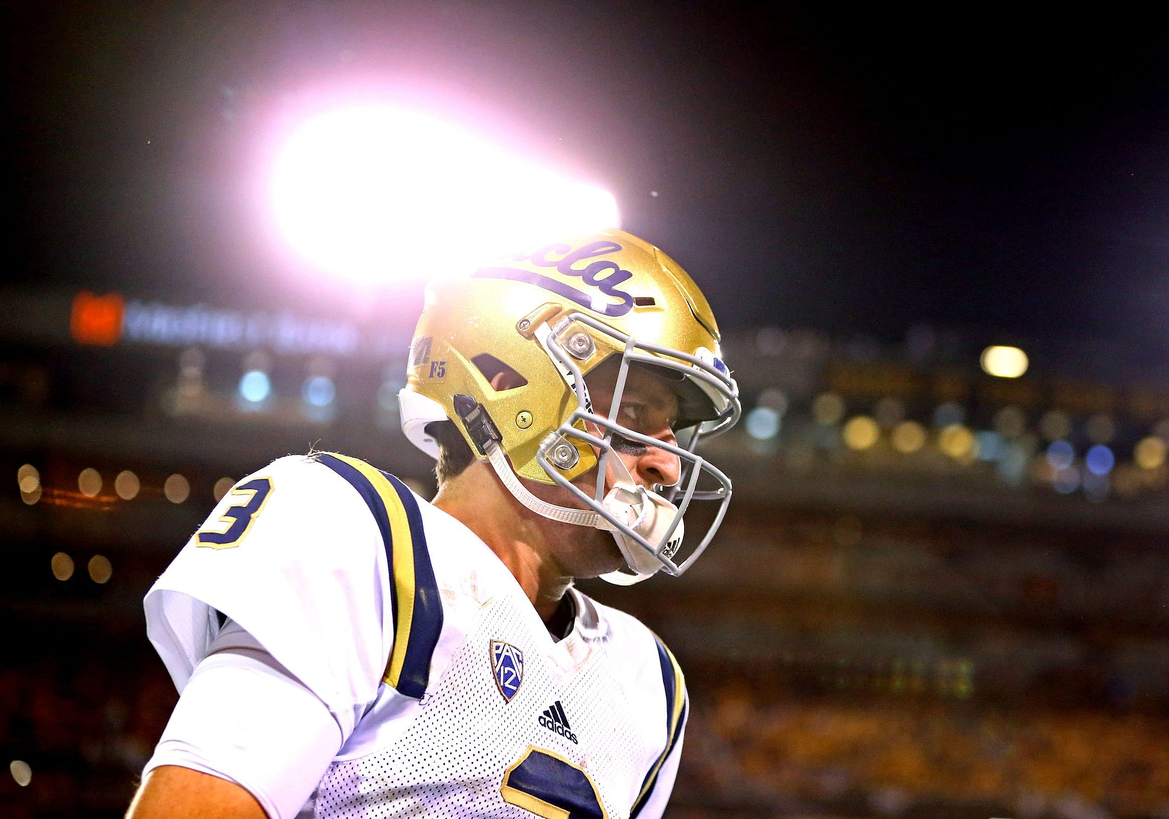 Caption: Oct 8, 2016; Tempe, AZ, USA; UCLA Bruins quarterback Josh Rosen (3) against the Arizona State Sun Devils at Sun Devil Stadium. Mandatory Credit: Mark J. Rebilas-USA TODAY Sports