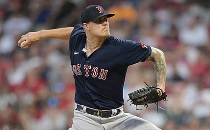 Jun 25, 2022; Cleveland, Ohio, USA; Boston Red Sox starting pitcher Tanner Houck (89) throws a pitch during the ninth inning against the Cleveland Guardians at Progressive Field. Mandatory Credit: Ken Blaze-USA TODAY Sports