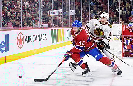 NHL: Chicago Blackhawks at Montreal Canadiens, defenceman Adam Engstrom