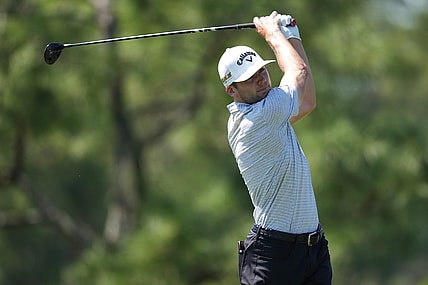Mar 18, 2022; Palm Harbor, Florida, USA; Sam Burns tees off on the 6th hole during the second round of the Valspar Championship golf tournament. Mandatory Credit: Jasen Vinlove-USA TODAY Sports