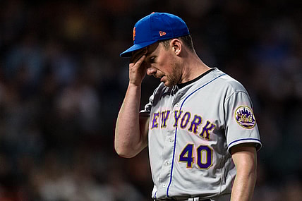 May 24, 2022; San Francisco, California, USA;  New York Mets starting pitcher Chris Bassitt (40) walks off the field after being replaced during the fifth inning of the game against the San Francisco Giants at Oracle Park. Mandatory Credit: John Hefti-USA TODAY Sports