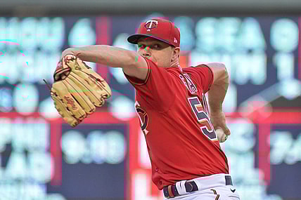 May 13, 2022; Minneapolis, Minnesota, USA; Minnesota Twins starting pitcher Sonny Gray (54) throws a pitch against the Cleveland Guardians at Target Field. Mandatory Credit: Jeffrey Becker-USA TODAY Sports