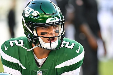 Aug 12, 2022; Philadelphia, Pennsylvania, USA; New York Jets quarterback Zach Wilson (2) during pregame warmups against the Philadelphia Eagles at Lincoln Financial Field. Mandatory Credit: Eric Hartline-USA TODAY Sports