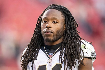 November 27, 2022; Santa Clara, California, USA; New Orleans Saints running back Alvin Kamara (41) after the game against the San Francisco 49ers at Levi's Stadium. Mandatory Credit: Kyle Terada-USA TODAY Sports