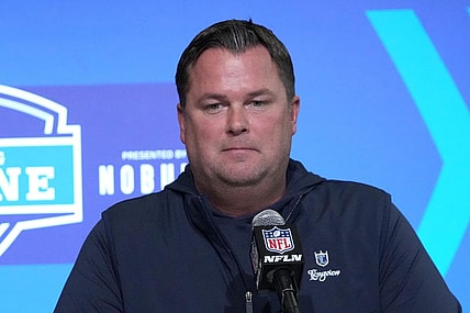 Mar 1, 2023; Indianapolis, IN, USA; Carolina Panthers general manager Scott Fitterer during the NFL Scouting Combine at the Indiana Convention Center. Mandatory Credit: Kirby Lee-USA TODAY Sports