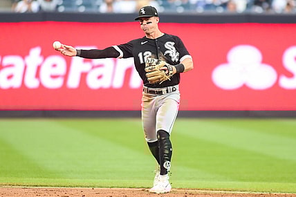 Jun 8, 2023; Bronx, New York, USA;  Chicago White Sox second baseman Romy Gonzalez (12) at Yankee Stadium. Mandatory Credit: Wendell Cruz-USA TODAY Sports