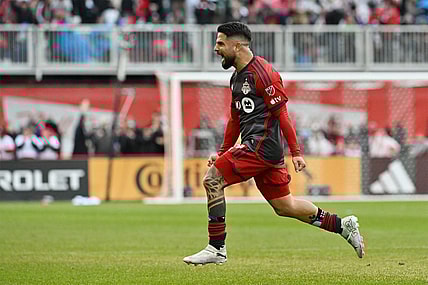 Mar 9, 2024; Toronto, Ontario, USA; Toronto FC forward Lorenzo Insigne (24) celebrates a goal in the second half against Charlotte FC at BMO Field. Mandatory Credit: Dan Hamilton-USA TODAY Sports