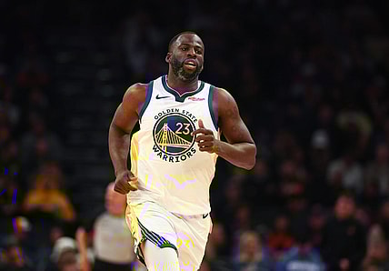 Dec 12, 2023; Phoenix, Arizona, USA; Golden State Warriors forward Draymond Green (23) against the Phoenix Suns at Footprint Center. Mandatory Credit: Mark J. Rebilas-USA TODAY Sports