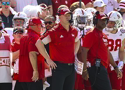 Sep 18, 2021; Norman, Oklahoma, USA;  Nebraska Cornhuskers head coach Scott Frost during the game against the Oklahoma Sooners at Gaylord Family-Oklahoma Memorial Stadium. Mandatory Credit: Kevin Jairaj-USA TODAY Sports