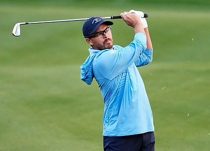 Feb 9, 2024; Scottsdale, AZ, USA; Rickie Fowler plays his second shot on the first hole during Round 2 at the WM Phoenix Open at TPC Scottsdale.