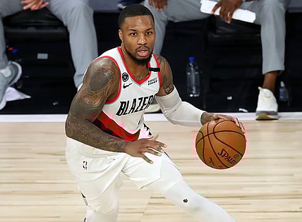Blazers star Damian Lillard against the Clippers in Orlando