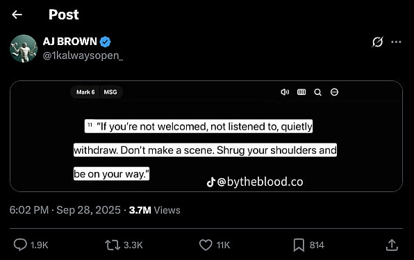 A.J. Brown social media post