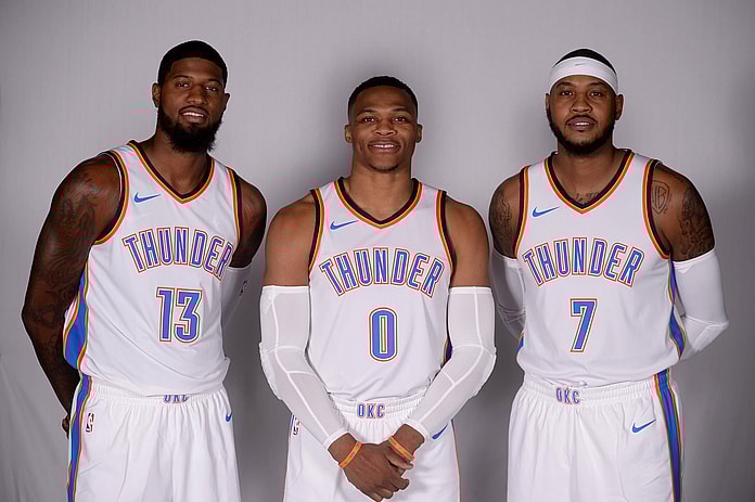 Oklahoma City Thunder Paul George Carmelo Anthony Russell Westbrook