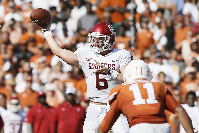 Oklahoma Sooners quarterback Baker Mayfield against Texas in college football Week 7