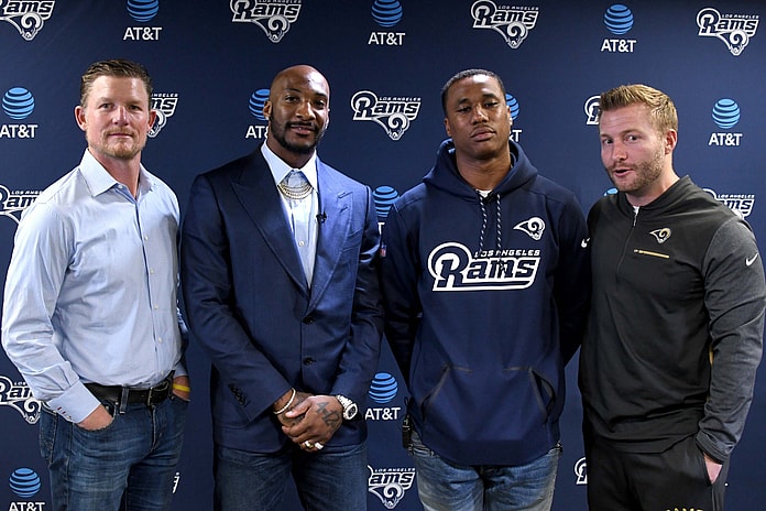 NFL cornerbacks Aqib Talib and Marcus Peters of the Los Angeles Rams