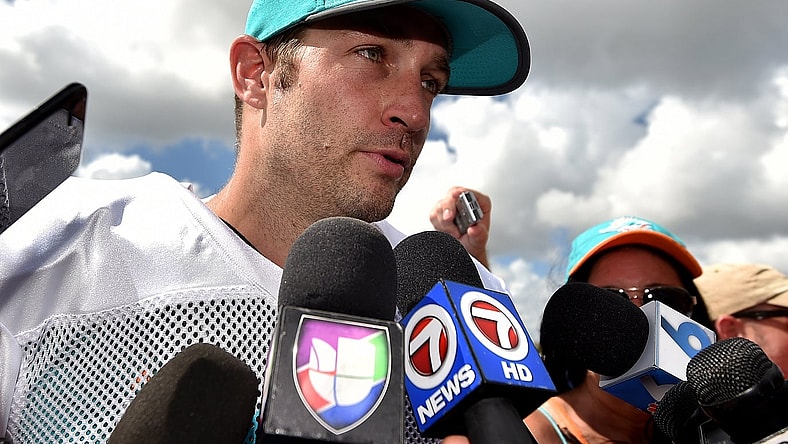 Miami Dolphins quarterback Jay Cutler speaks to reporters ahead of NFL preseason Week 2