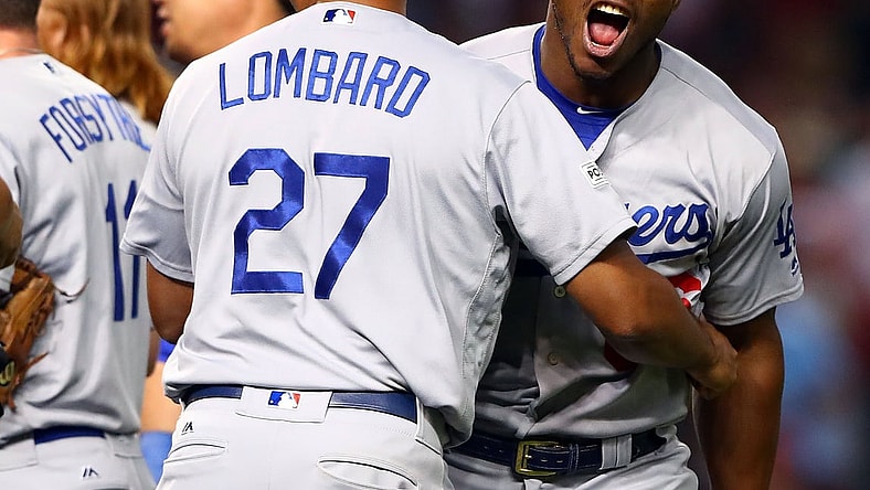 Dodgers outfielder Yasiel Puig after winning the NLDS