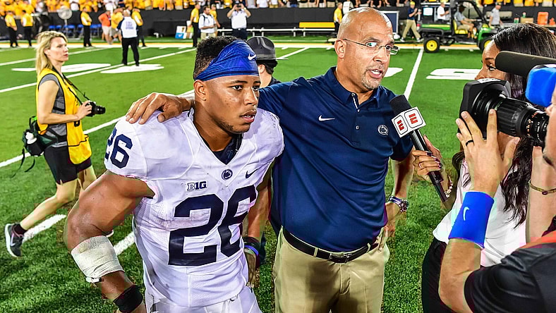 Saquon Barkley Heisman candidate and head coach James Franklin college football