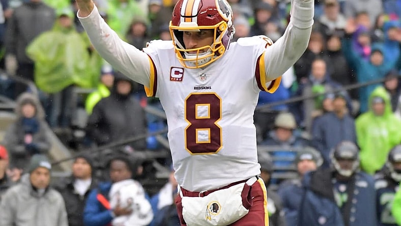 One of the hottest up and coming NFL free agents, Kirk Cousins celebrates during the Redskins-Seahawks game