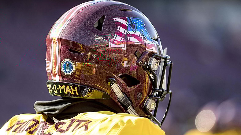 Minnesota Golden Gophers helmet honoring the US Military on Veterans Day