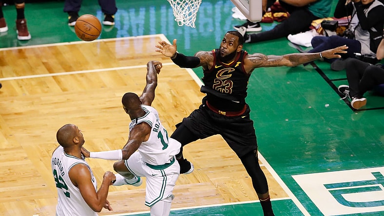 LeBron James blocks shot of Terry Rozier