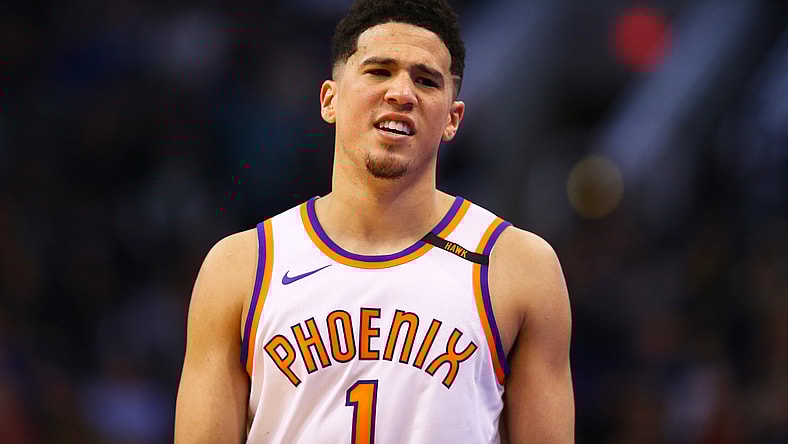 Suns star Devin Booker during game against the Thunder