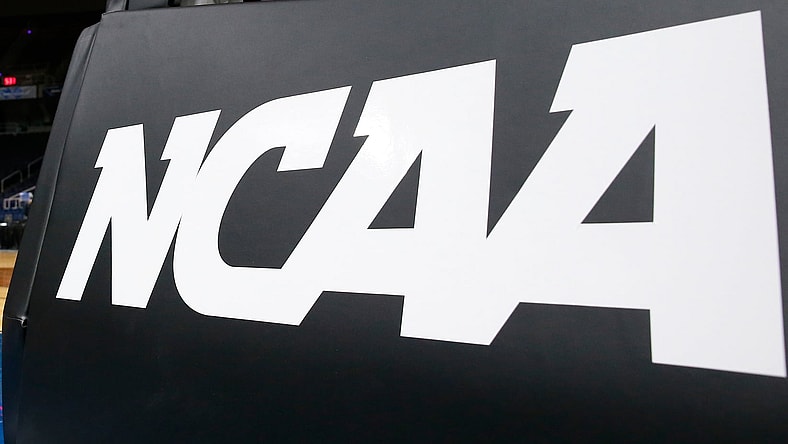 NCAA logo during tournament game