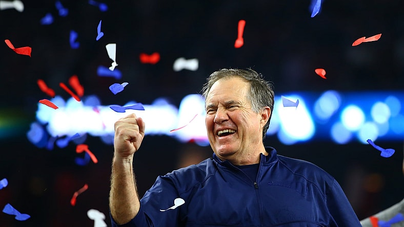 Feb 5, 2017; Houston, TX, USA; New England Patriots head coach Bill Belichick celebrates after defeating the Atlanta Falcons during Super Bowl LI at NRG Stadium. Mandatory Credit: Mark J. Rebilas-USA TODAY Sports
