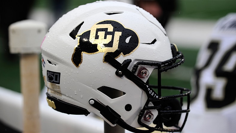 Colorado football helmet during 2019 college football game