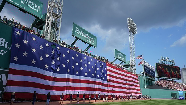 Fenway Park American Flag Green Monster
