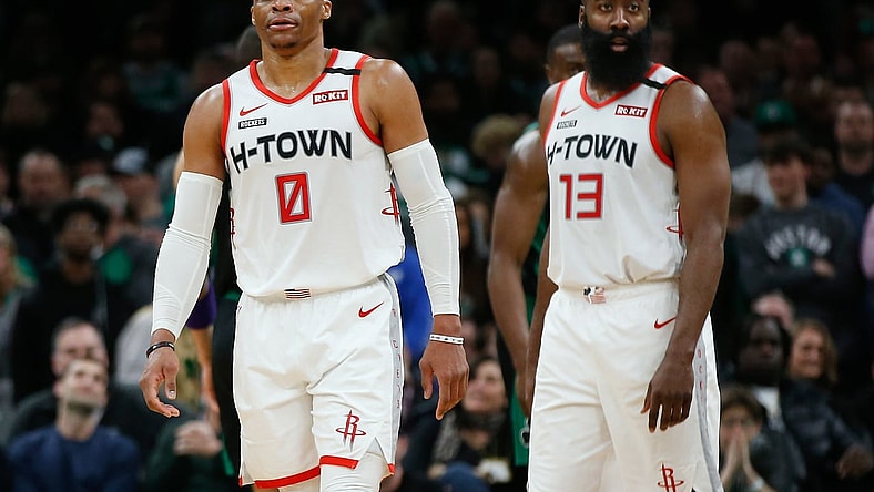 James Harden and Russell Westbrook against the Celtics