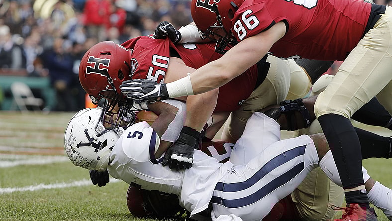 Harvard and Yale during Ivy League football game