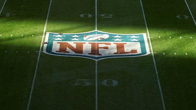 NFL logo during Rams-Bengals game in London.