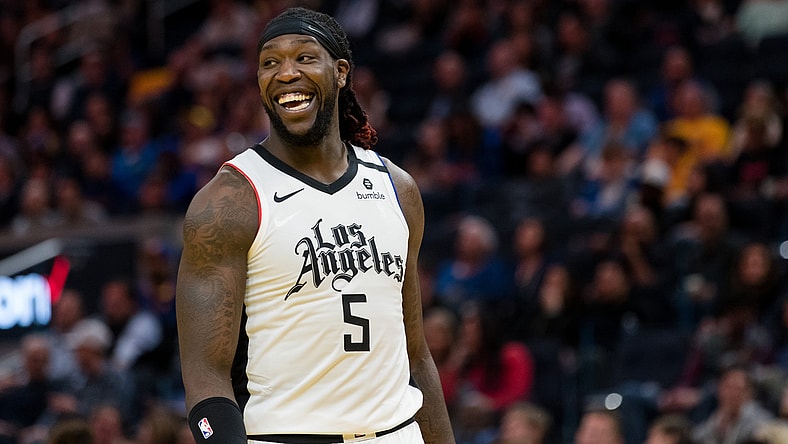Clippers forward Montrezl Harrell in a game against the Warriors