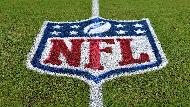 NFL logo at midfield during NFL season