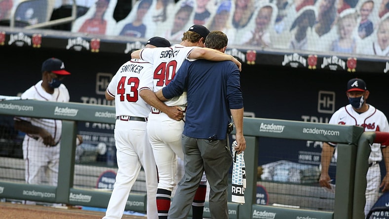 Atlanta Braves pitcher Mike Soroka exits with Achilles injury