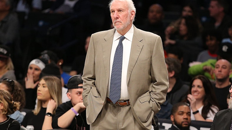 San Antonio Spurs coach Gregg Popovich during game against Brooklyn Nets