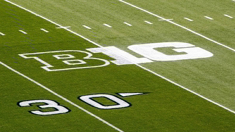 Big Ten conference logo on college football field