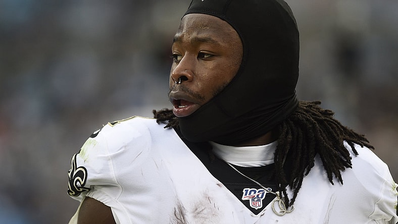 Saints RB Alvin Kamara during NFL game against Panthers