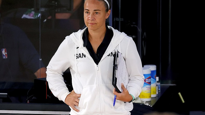 Spurs assistant Becky Hammon during NBA game against Sixers
