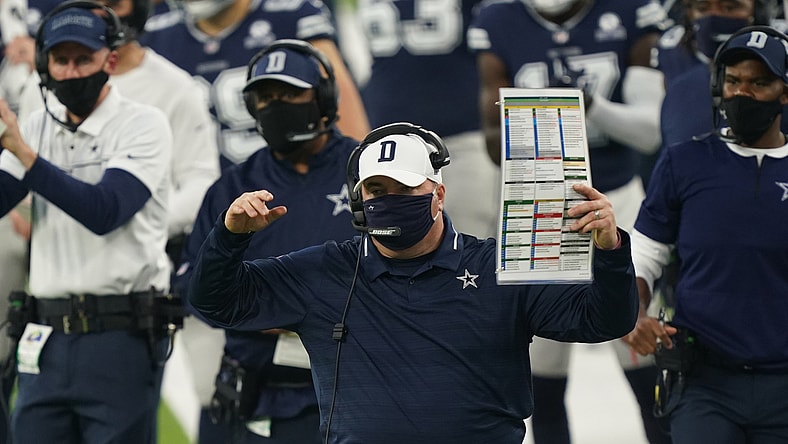 Cowboys head coach Mike McCarthy during game against the Rams.