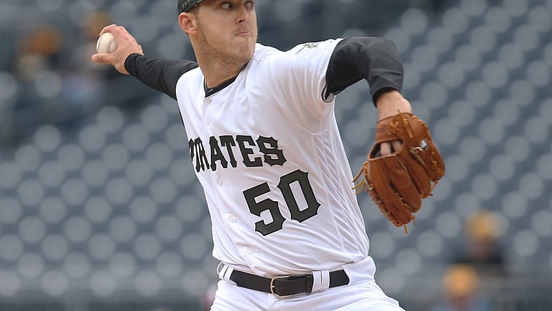 Apr 25, 2019; Pittsburgh, PA, USA;  Pittsburgh Pirates starting pitcher Jameson Taillon (50) delivers a pitch against the Arizona Diamondbacks during the first inning at PNC Park. Mandatory Credit: Charles LeClaire-USA TODAY Sports