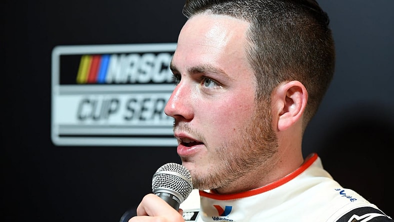 Feb 12, 2020; Daytona, FL, USA; NASCAR Cup Series driver Alex Bowman (88) addresses the media during NASCAR Media Day at the Daytona 500 Club.. Mandatory Credit: Mike Dinovo-USA TODAY Sports
