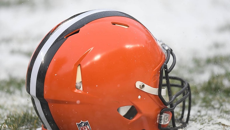 Dec 24, 2017; Chicago, IL, USA; A general view of a Cleveland Browns helmet prior to a game against the Chicago Bears at Soldier Field. The Bears won 20-3. Mandatory Credit: Patrick Gorski-USA TODAY Sports