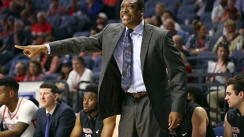 Feb 24, 2018; Oxford, MS, USA; Mississippi Rebels head coach Tony Madlock during the first half against the Tennessee Volunteers at The Pavilion at Ole Miss. Mandatory Credit: Spruce Derden-USA TODAY Sports