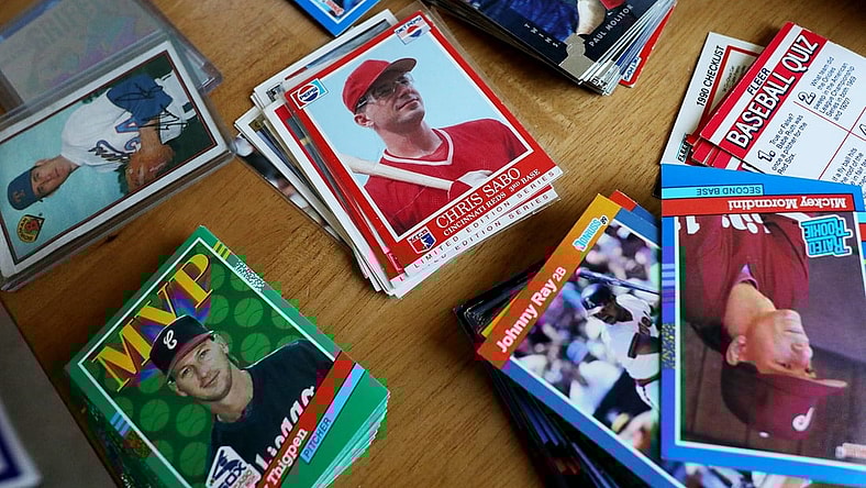 Charlie Prior is a hobbyist sports card collector, seller and trader. He collected as a kid but since December has gotten back in the game. These are some of his baseball cards that are being sorted.